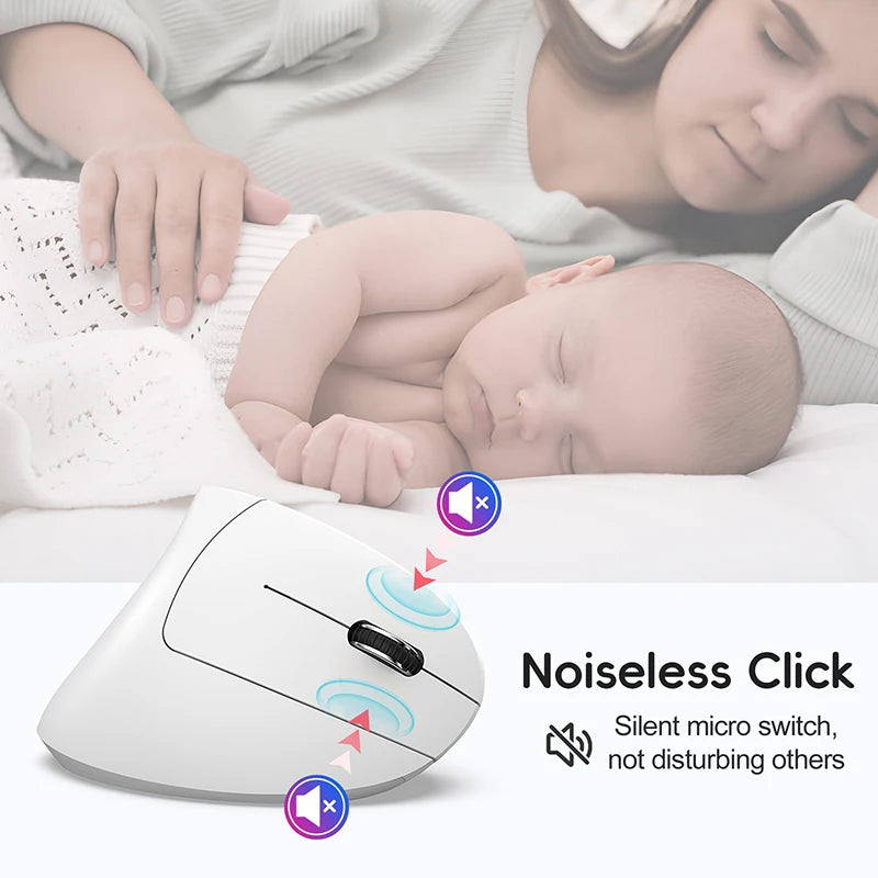 Wireless Mouse Bluetooth Vertical Mouse Dual-Mode Silent Mouse Rechargeable Gaming Mouse for Win Mac OS Laptop Computer Mouse