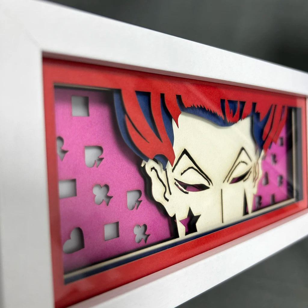 Anime Mood Lightbox Hunter X Hunter Hisoka Eye Face Lamp for Gaming Room Decoration Manga Paper Carving Table Lamp Bedroom Decor