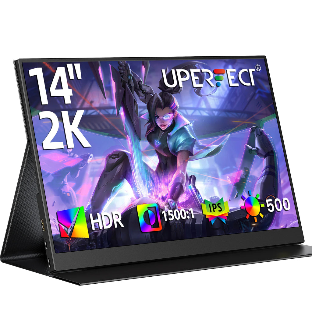 14" 2K Portable Monitor Ultra Slim Laptop Second Gaming Screen 2160 * 1440 QHD PC External Display with Dual Speakers