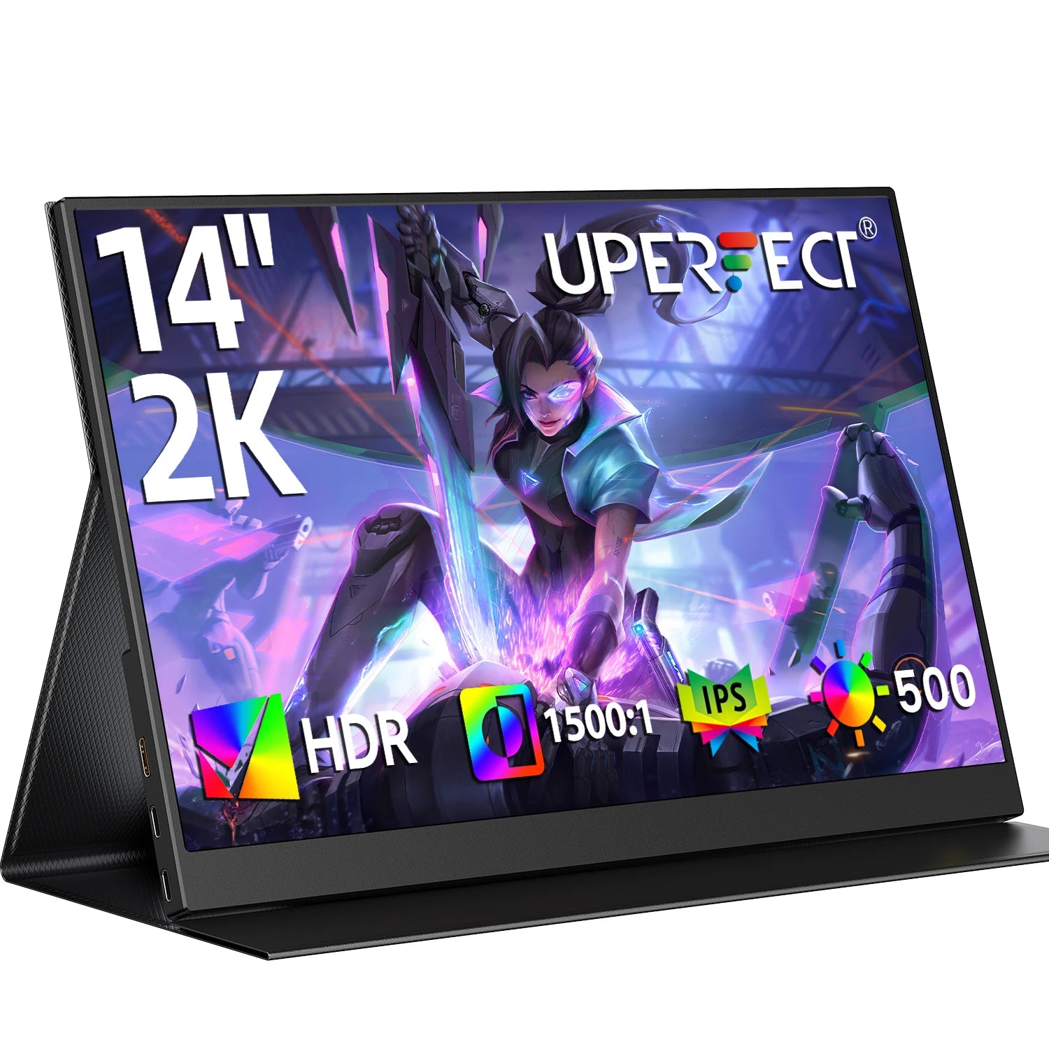 14" 2K Portable Monitor Ultra Slim Laptop Second Gaming Screen 2160 * 1440 QHD PC External Display with Dual Speakers