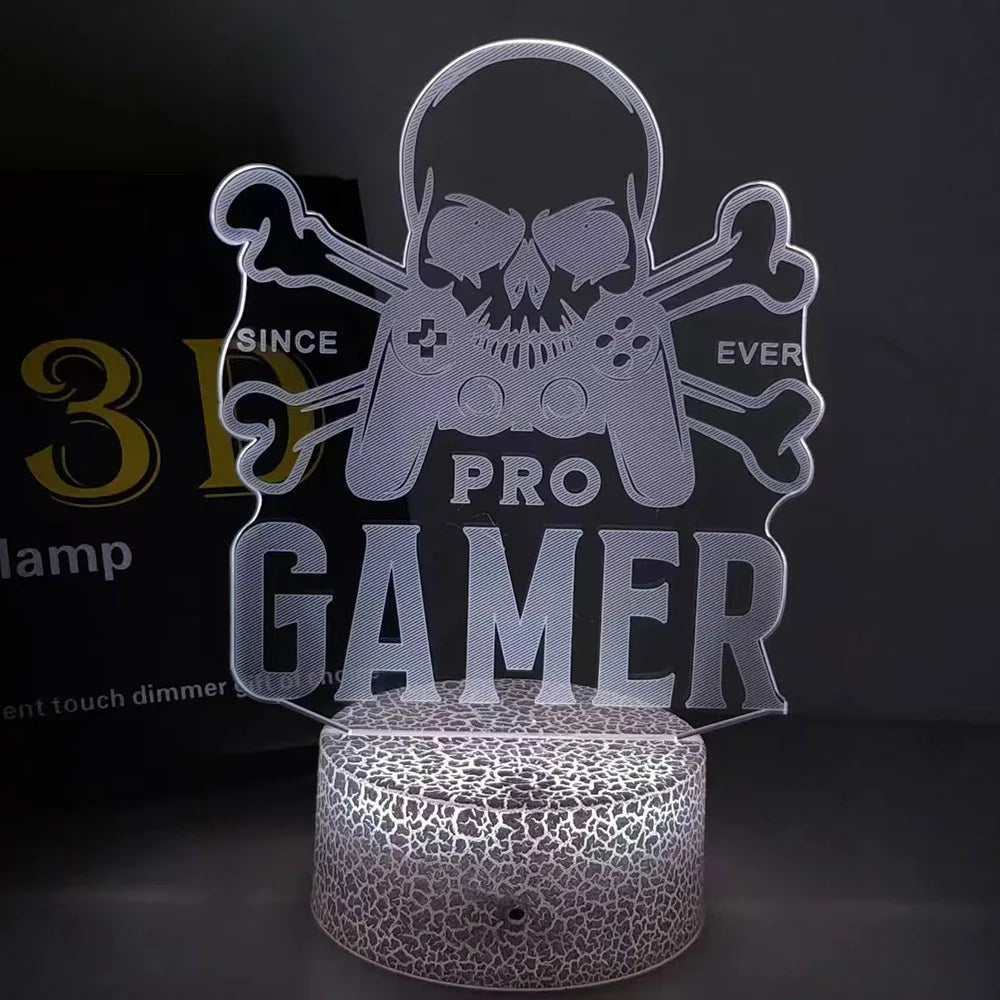 3D Night Lamp Gaming Room Desk Setup Lighting Decor on the Table Pro Gamer Icon Logo Bedroom Sensor Light for Kids Bedside Gift
