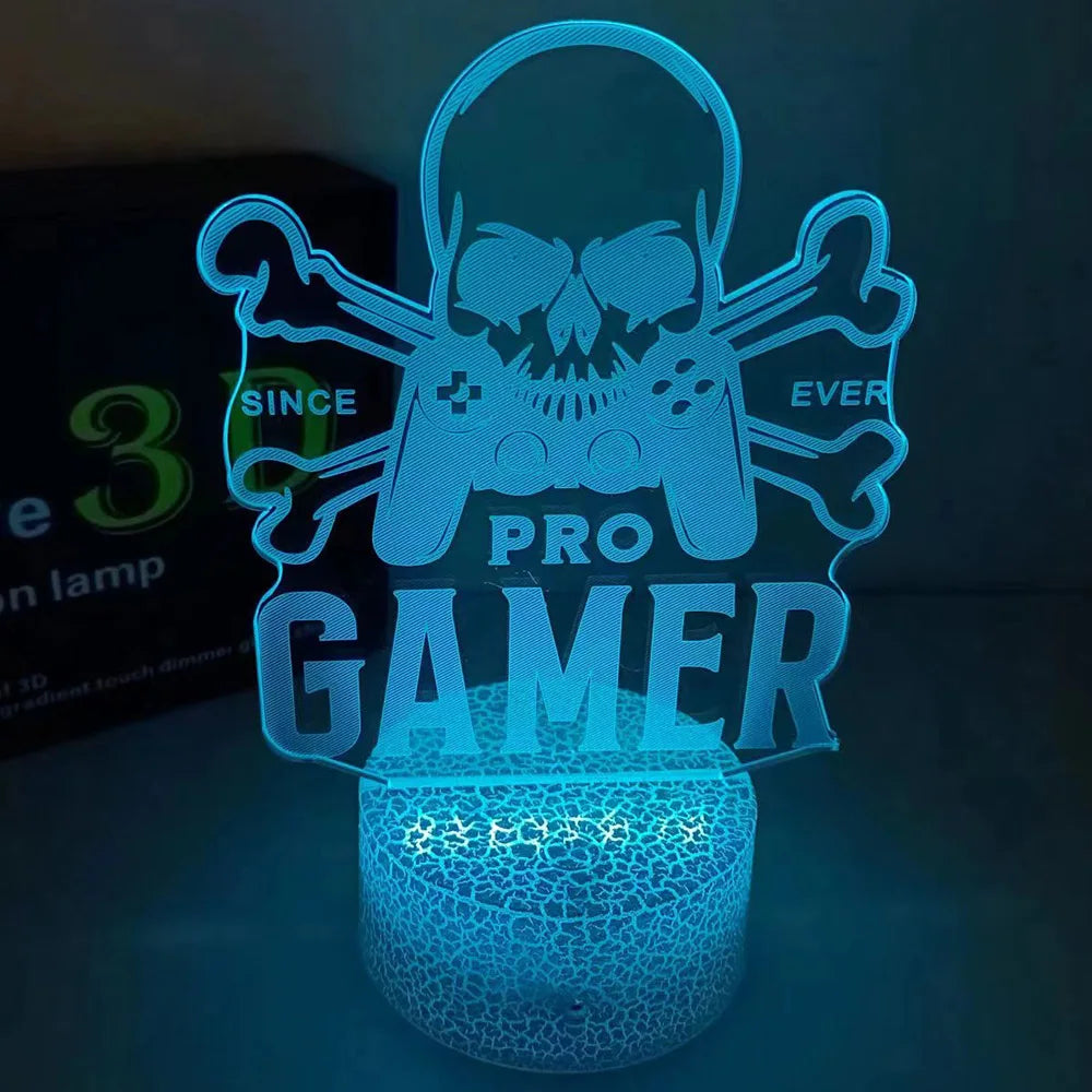 3D Night Lamp Gaming Room Desk Setup Lighting Decor on the Table Pro Gamer Icon Logo Bedroom Sensor Light for Kids Bedside Gift