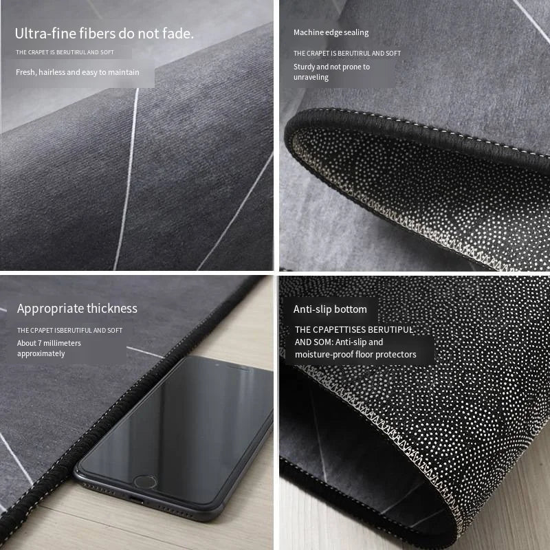 Modern Minimalist Rug for Study/Office Computer Desk Gaming Chair Anti-Slip Mat Bedroom Carpet Home Decor