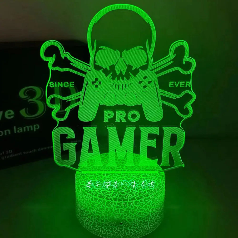 3D Night Lamp Gaming Room Desk Setup Lighting Decor on the Table Pro Gamer Icon Logo Bedroom Sensor Light for Kids Bedside Gift