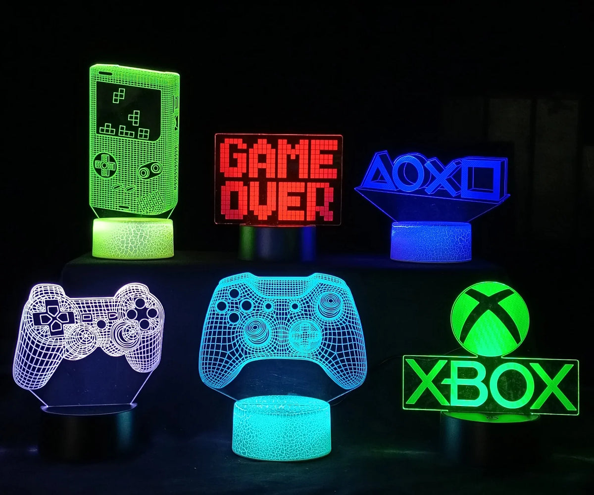 3D LED Gaming Party Setup Lamp Gaming Room Lamp Decoration USB Powered Night Light Table Lamp for Bedroom Decor Christmas Lights