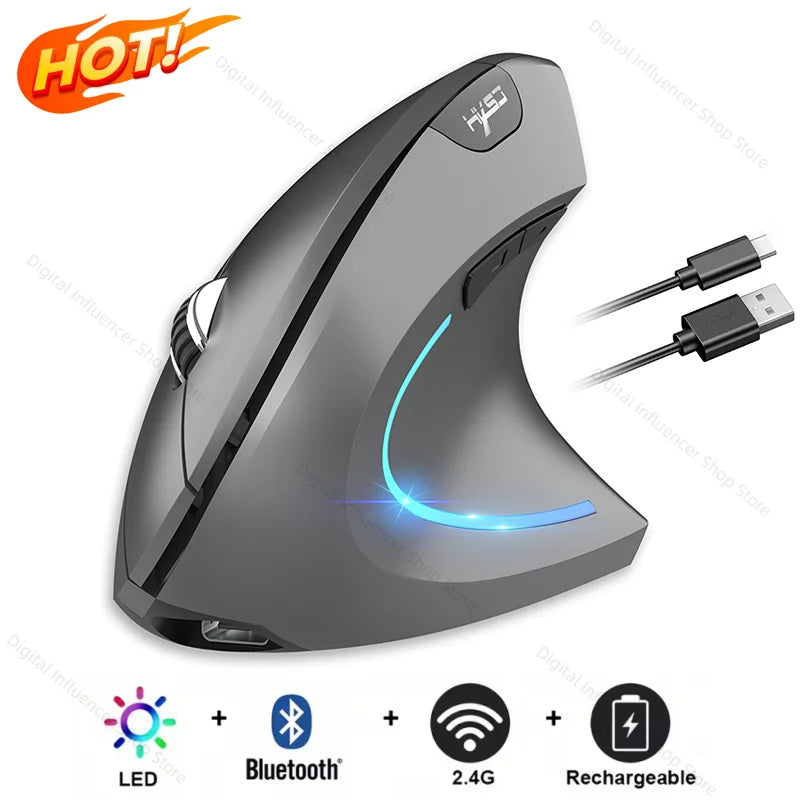 Wireless Mouse Bluetooth Vertical Mouse Dual-Mode Silent Mouse Rechargeable Gaming Mouse for Win Mac OS Laptop Computer Mouse