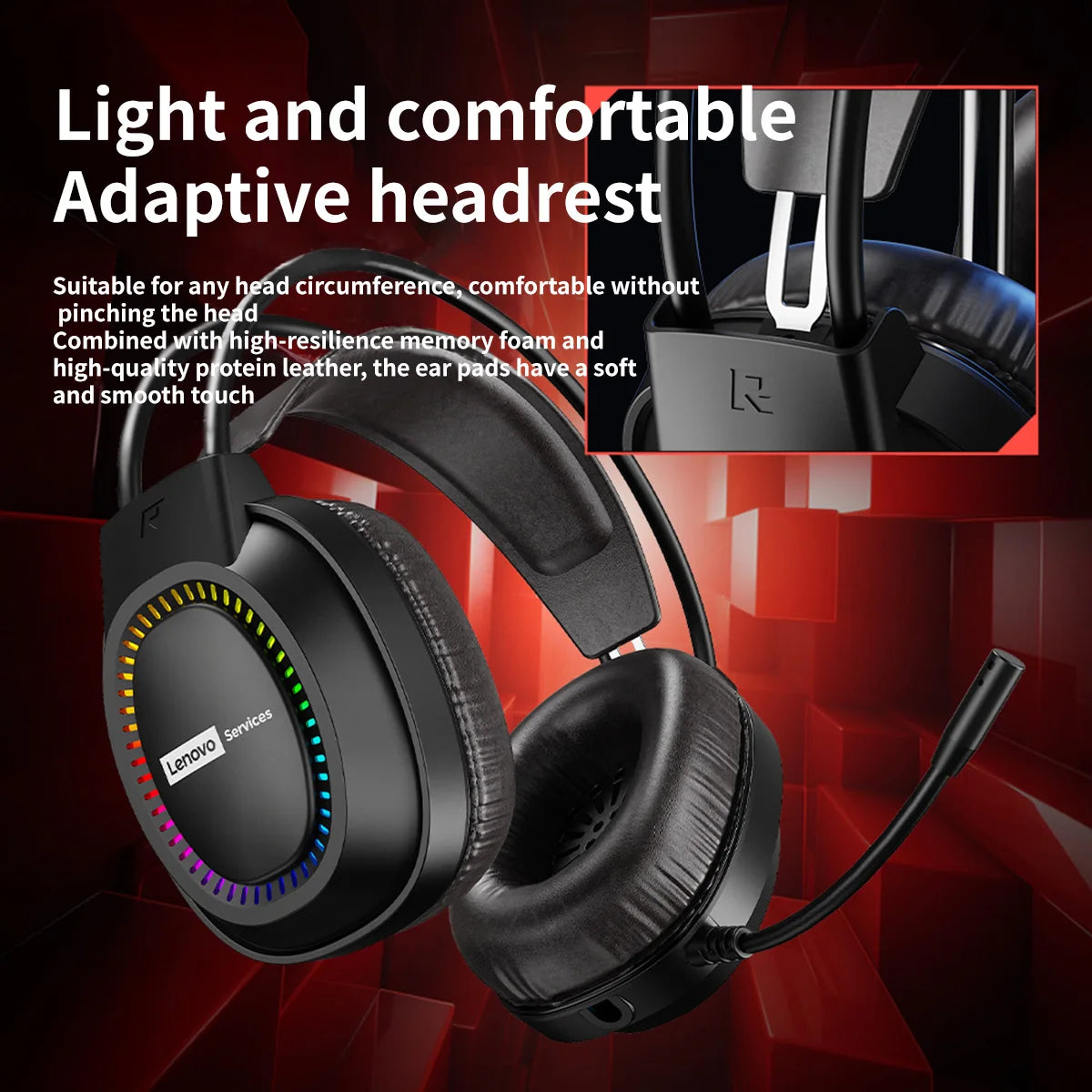 Over-Ear Headphones with Microphone, Gaming Headphones, Rgb Lighting, Cool Colorful Lights, Suitable for Desktop and Laptop Computers, Comfortable, Sound-Isolating, and Noise-Cancelling