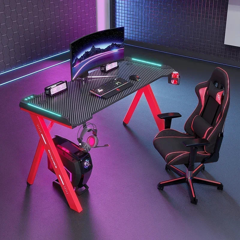 A 2024 New Design Professional Home Office Height Adjustable Computer Desk Gaming Pc Table with Rgb Light Geming Table