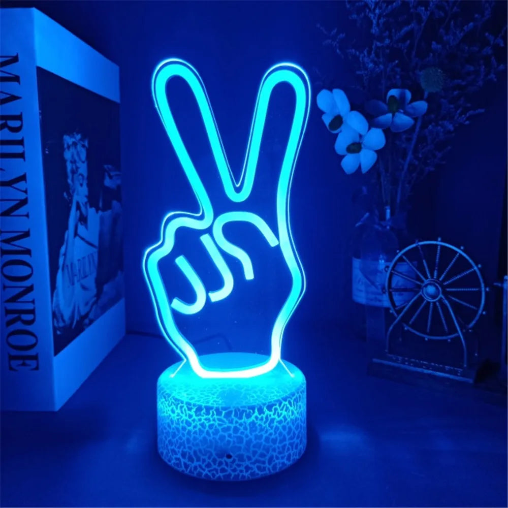 3D LED Night Light Room Decor Good Vibes Dream Open Hello Flash Neon Sign Table Lamp for Home Party Wedding Decor 7/16 Colors