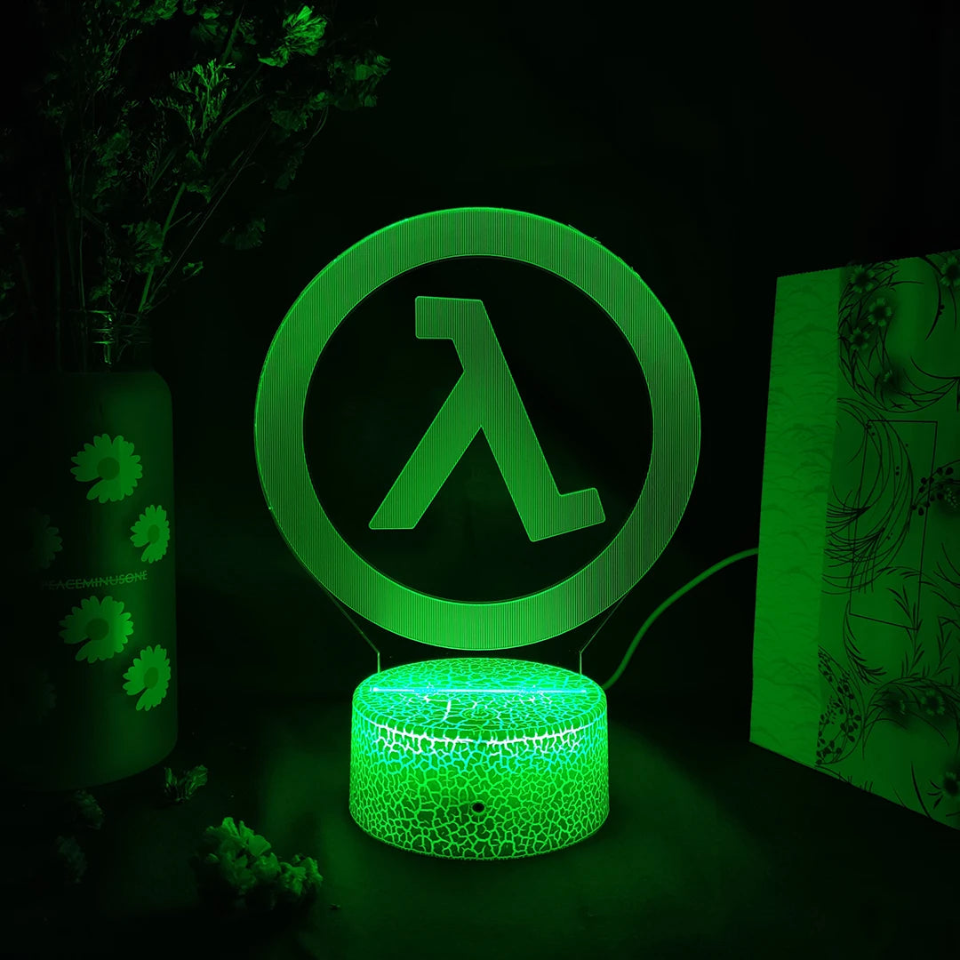 Game Half Life Alyx Logo 3D Acrylic Lamp Gaming Room Computer Desktop Setup Lighting Decor Colorful LED Sensor Nightlight Gift