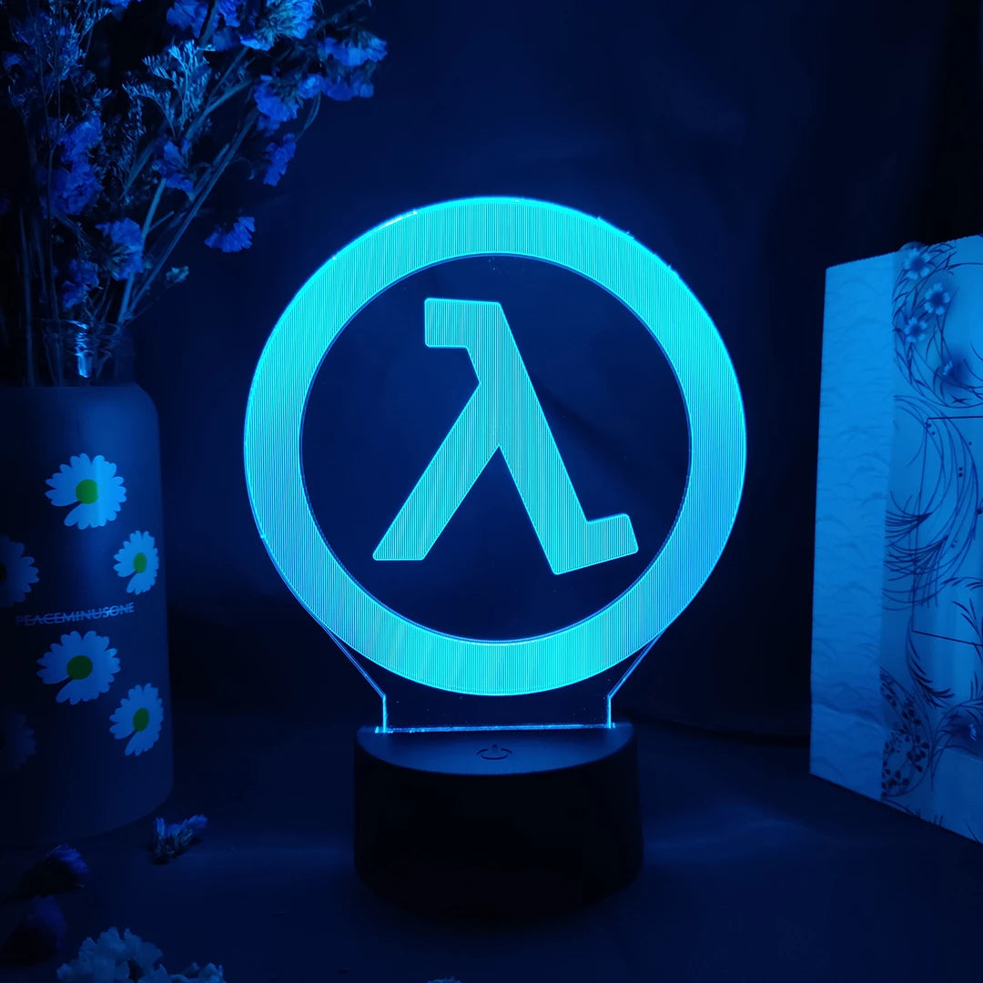 Game Half Life Alyx Logo 3D Acrylic Lamp Gaming Room Computer Desktop Setup Lighting Decor Colorful LED Sensor Nightlight Gift