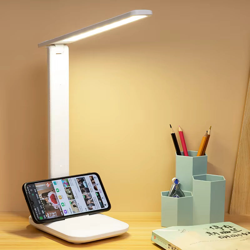 Lampada da Scrivania Pieghevole, Luce Notturna Dimmerabile con Controllo Touch USB, Lampada da Tavolo LED Ricaricabile USB per Lettura in Dormitorio Studentesco e Camera da Letto
