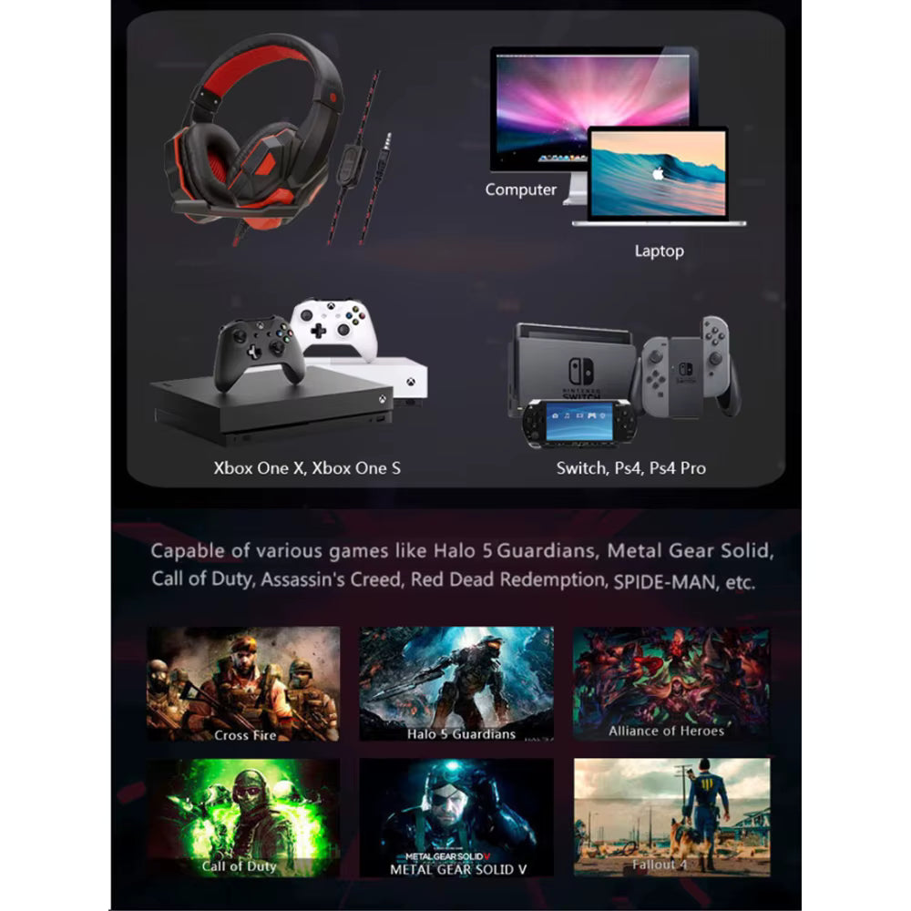 Cuffie da gioco cablate PS4/PS5/Xbox/Smartphone/PC cuffie da gioco regolabili a 120 ° con microfono a cancellazione di rumore