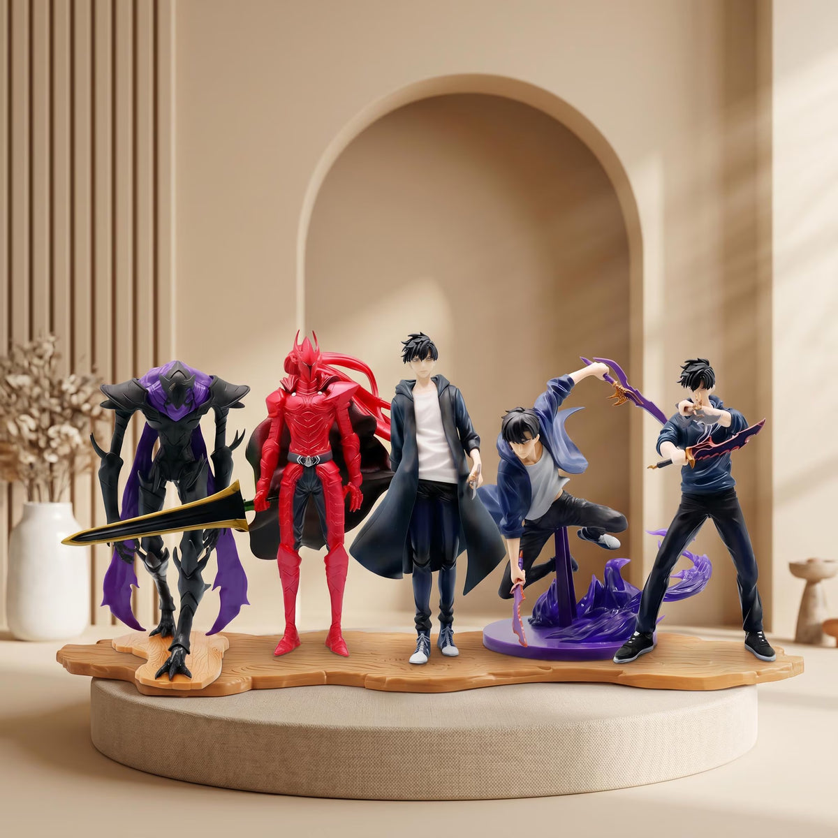 Solo Leveling Anime Figure – Sung Jinwoo, Beru and Igris Action Figurine, Collectible Manga Statue, Display Desk Decor and Gift for Fans