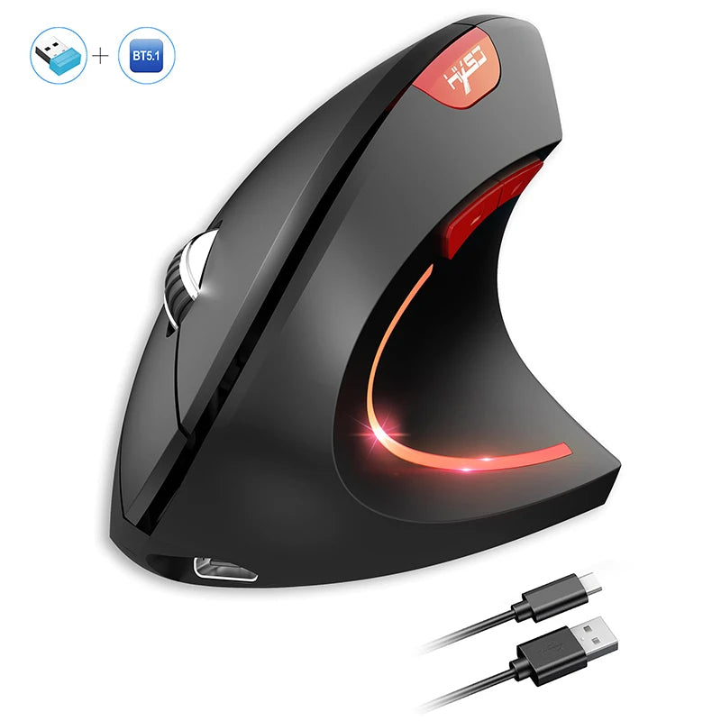 Wireless Mouse Bluetooth Vertical Mouse Dual-Mode Silent Mouse Rechargeable Gaming Mouse for Win Mac OS Laptop Computer Mouse