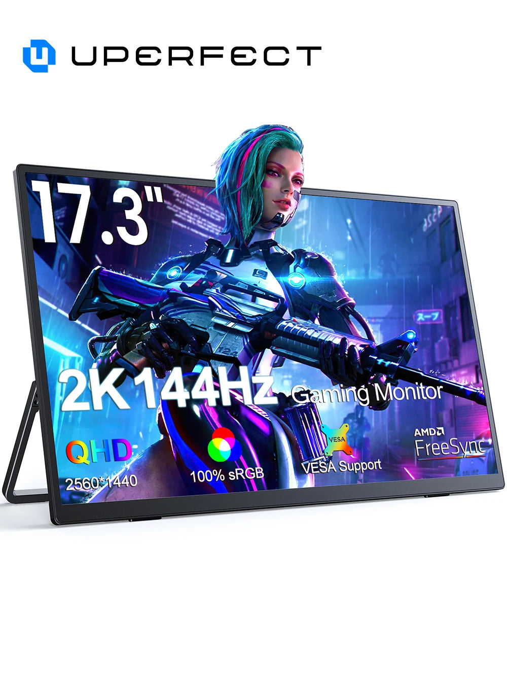 17.3 Inch 2K 144Hz Portable Gaming Monitor 2560X1440 HDR Freesync IPS Display for PC Mac Phone Game Console Steam Deck