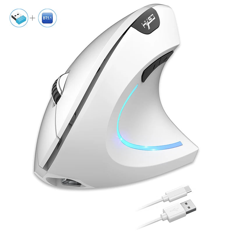 Wireless Mouse Bluetooth Vertical Mouse Dual-Mode Silent Mouse Rechargeable Gaming Mouse for Win Mac OS Laptop Computer Mouse