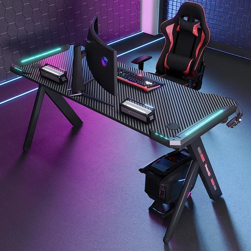 A 2024 New Design Professional Home Office Height Adjustable Computer Desk Gaming Pc Table with Rgb Light Geming Table