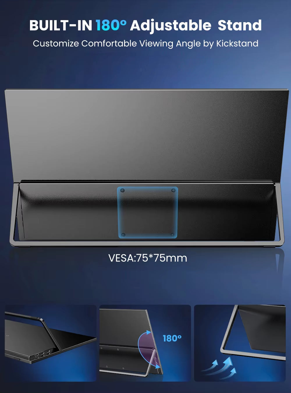 17.3 Inch 2K 144Hz Portable Gaming Monitor 2560X1440 HDR Freesync IPS Display for PC Mac Phone Game Console Steam Deck