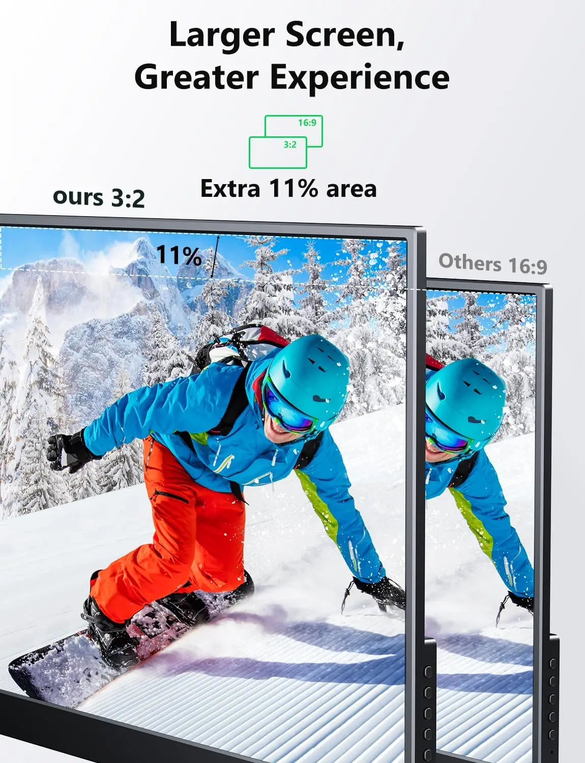 14" 2K Portable Monitor Ultra Slim Laptop Second Gaming Screen 2160 * 1440 QHD PC External Display with Dual Speakers