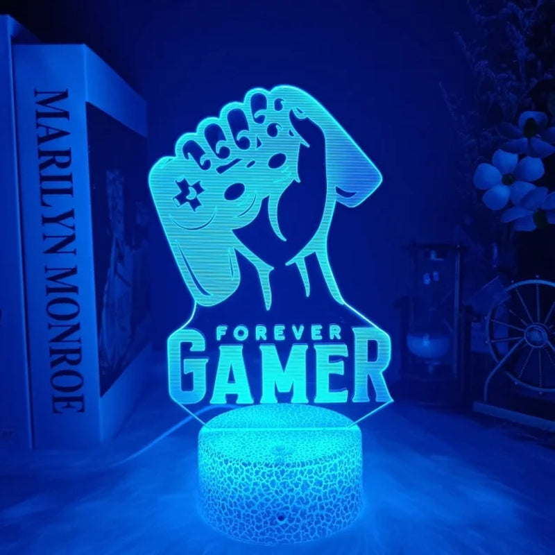 3D LED Gaming Party Setup Lamp Gaming Room Lamp Decoration USB Powered Night Light Table Lamp for Bedroom Decor Christmas Lights