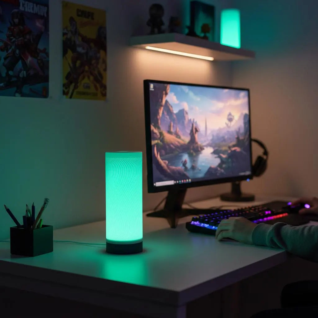RGB Desk Lamp Ambient Lighting Home Decor with Base Color Options and Remote Control
